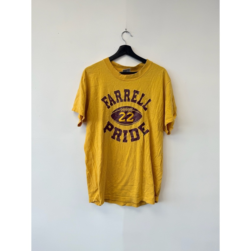 Vintage Bike Farrell Pride Shirt Mens Medium Yellow Football Team Spirit Tee 80s